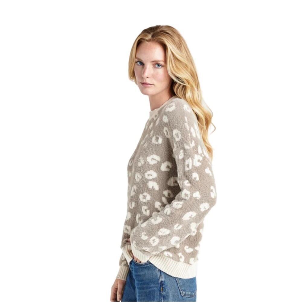 Splendid Leopard Eyelash Knit Sweater M‎ Fuzzy Jacquard Cozy Fall Layer - Picture 2 of 7